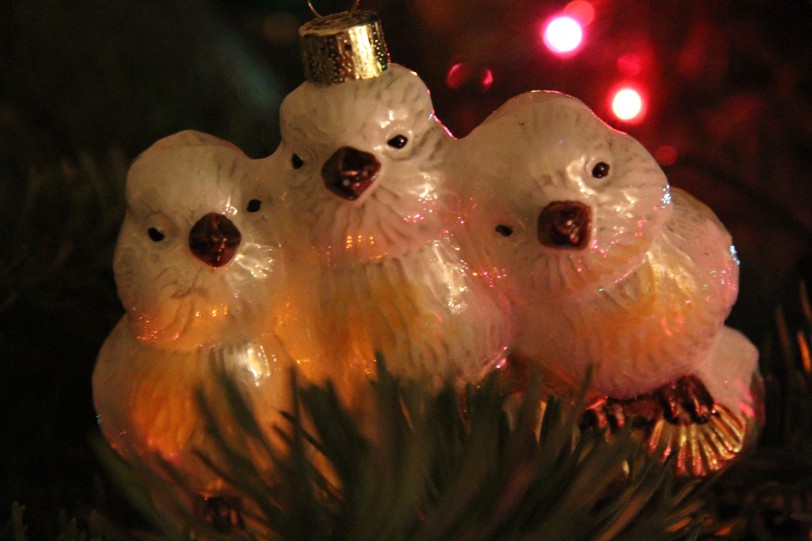 Bird ornaments on a Christmas tree