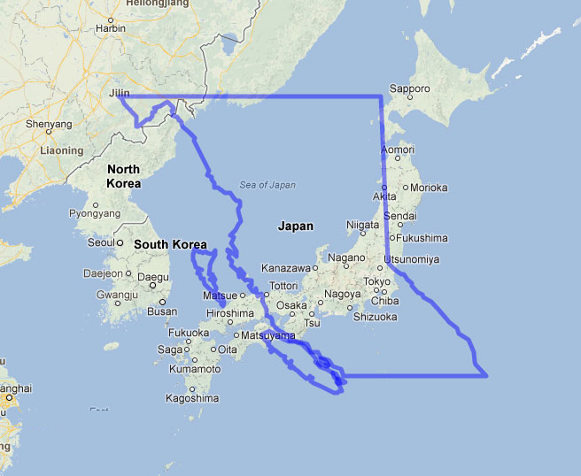 Comparison map of British Columbia vs. Japan