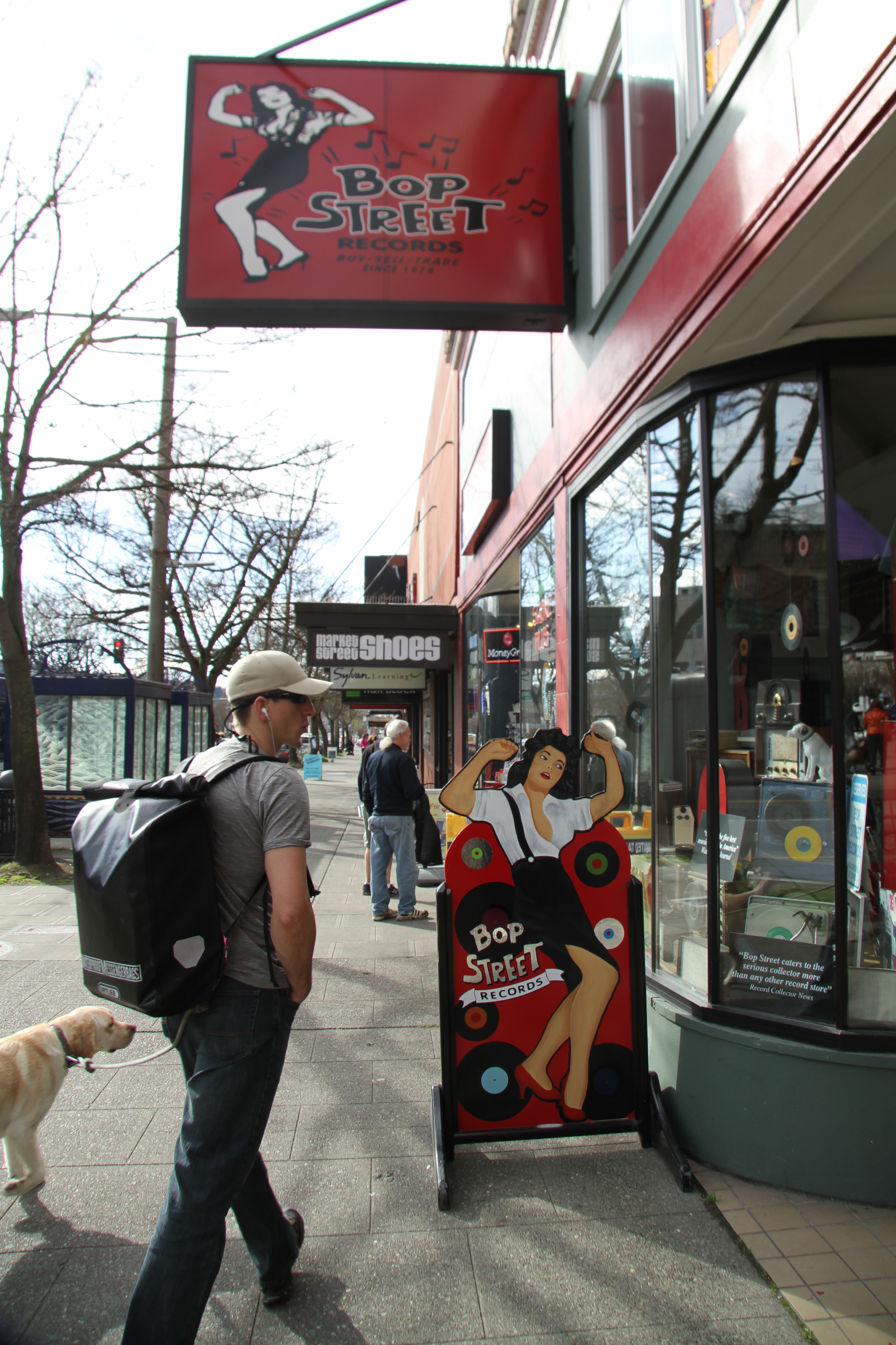 Front door of Bop Street Records in Ballard, Seattle