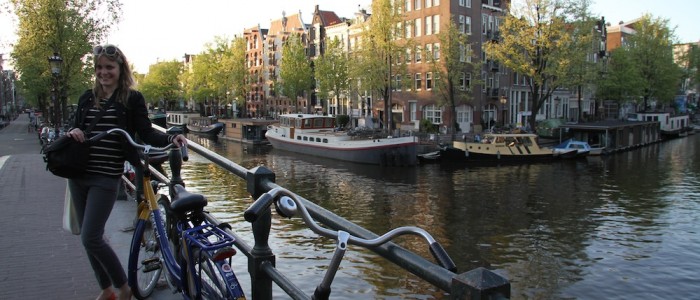 Robyn and her bicycle in Amsterdam's Jordaan
