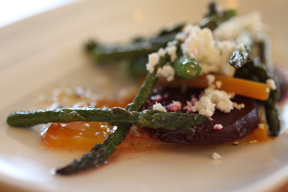 Roast beet & grilled asparagus salad at Tractor