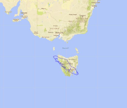 Map of Vancouver Island compared to Tasmania, Australia