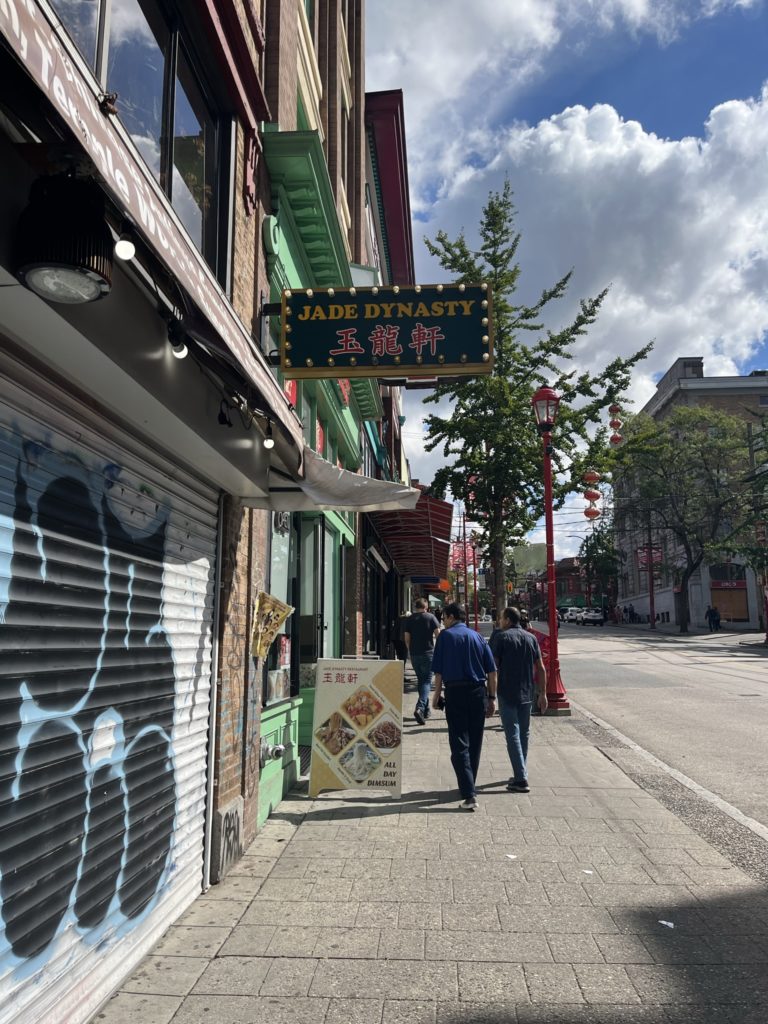 Walking down E Pender Street in Vancouver's Chinatown