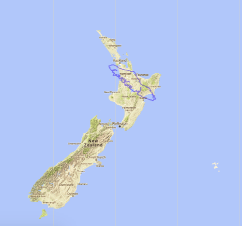 Map of New Zealand compared to Vancouver Island.