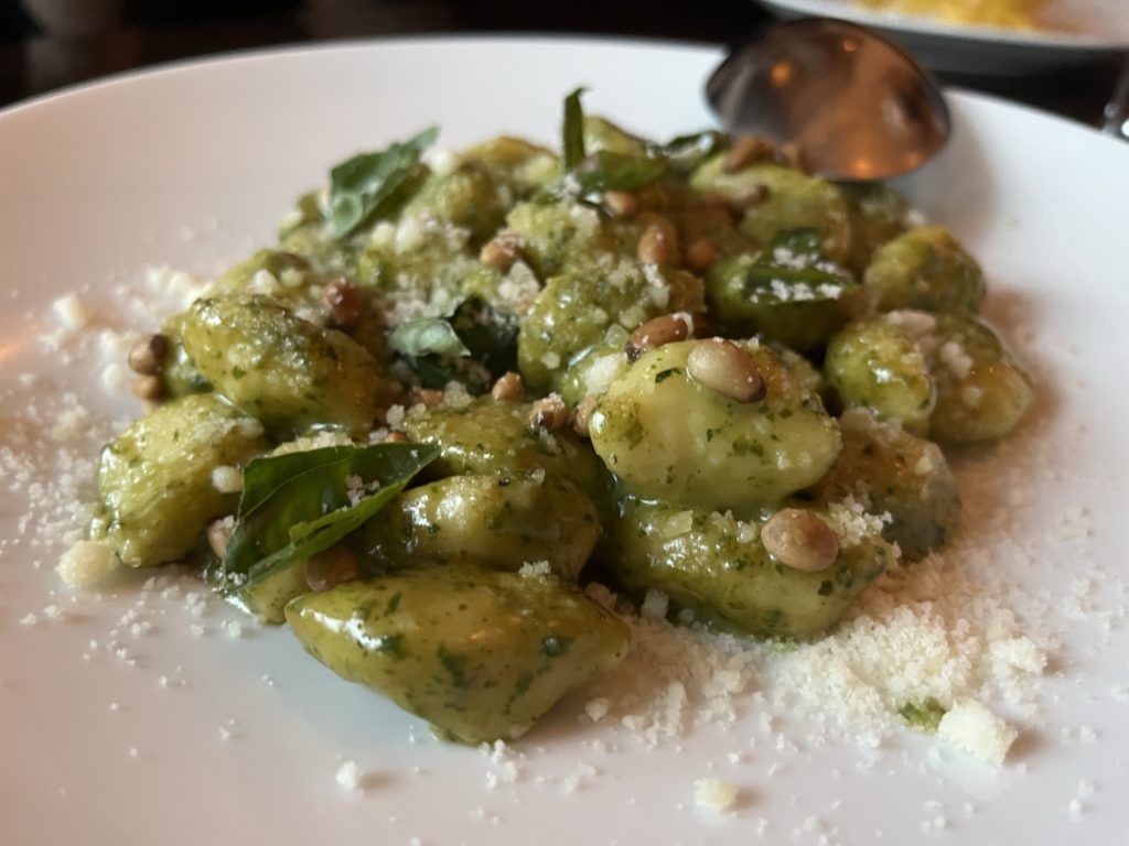 Gnocchi with pesto and pinenuts at Oca Pastificio