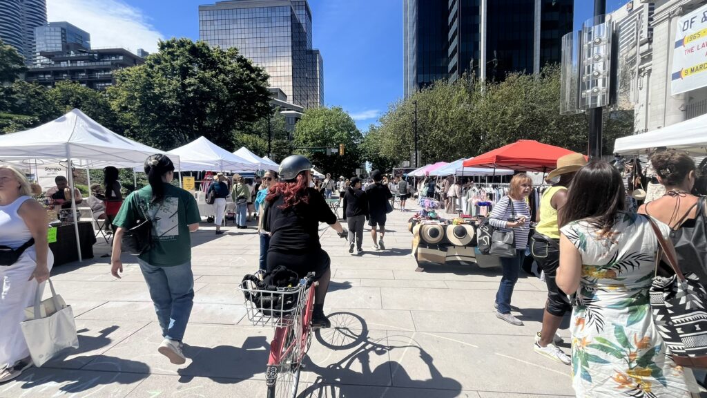 A summer market on Robson Street in downtown Vancouver